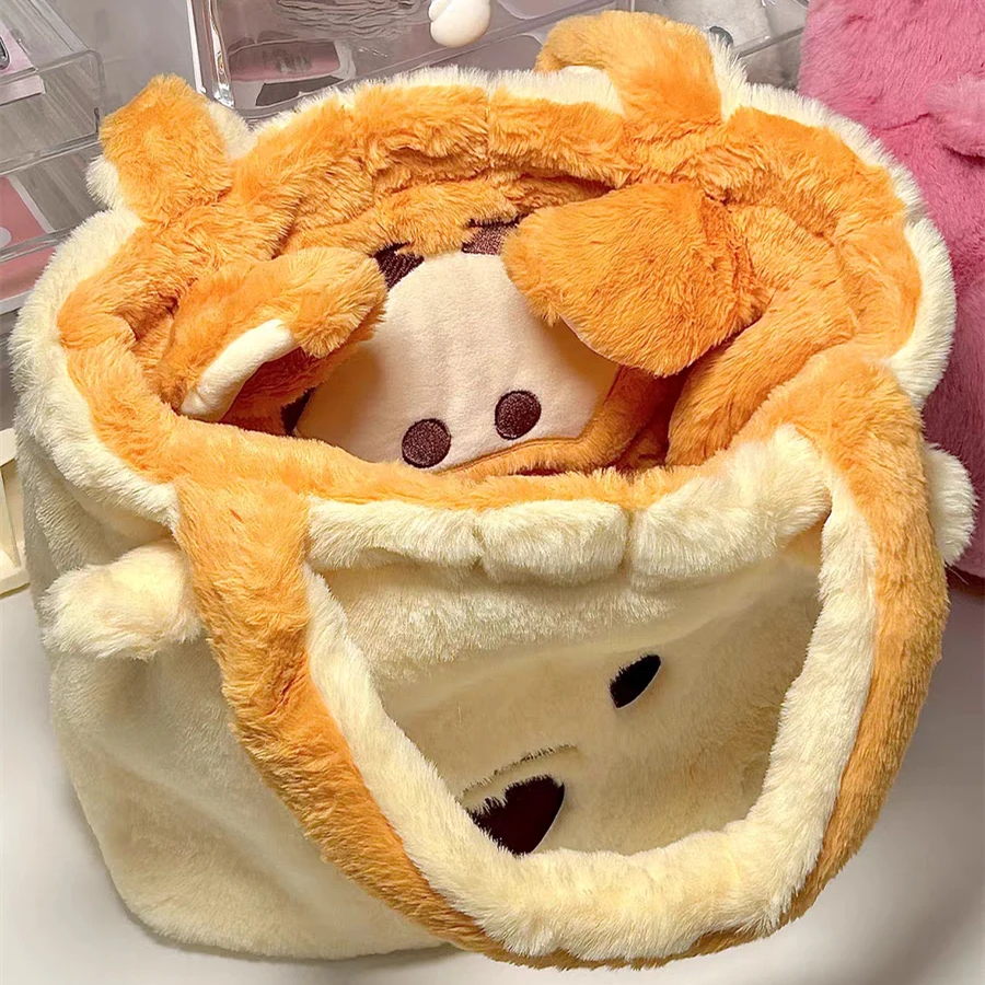 Hot Disney Genuine Winnie The Pooh Tigger Cute Plush Handbag Double-sided Can Be Turned Over The Bag Storage Kawaii Bag Kid Gift