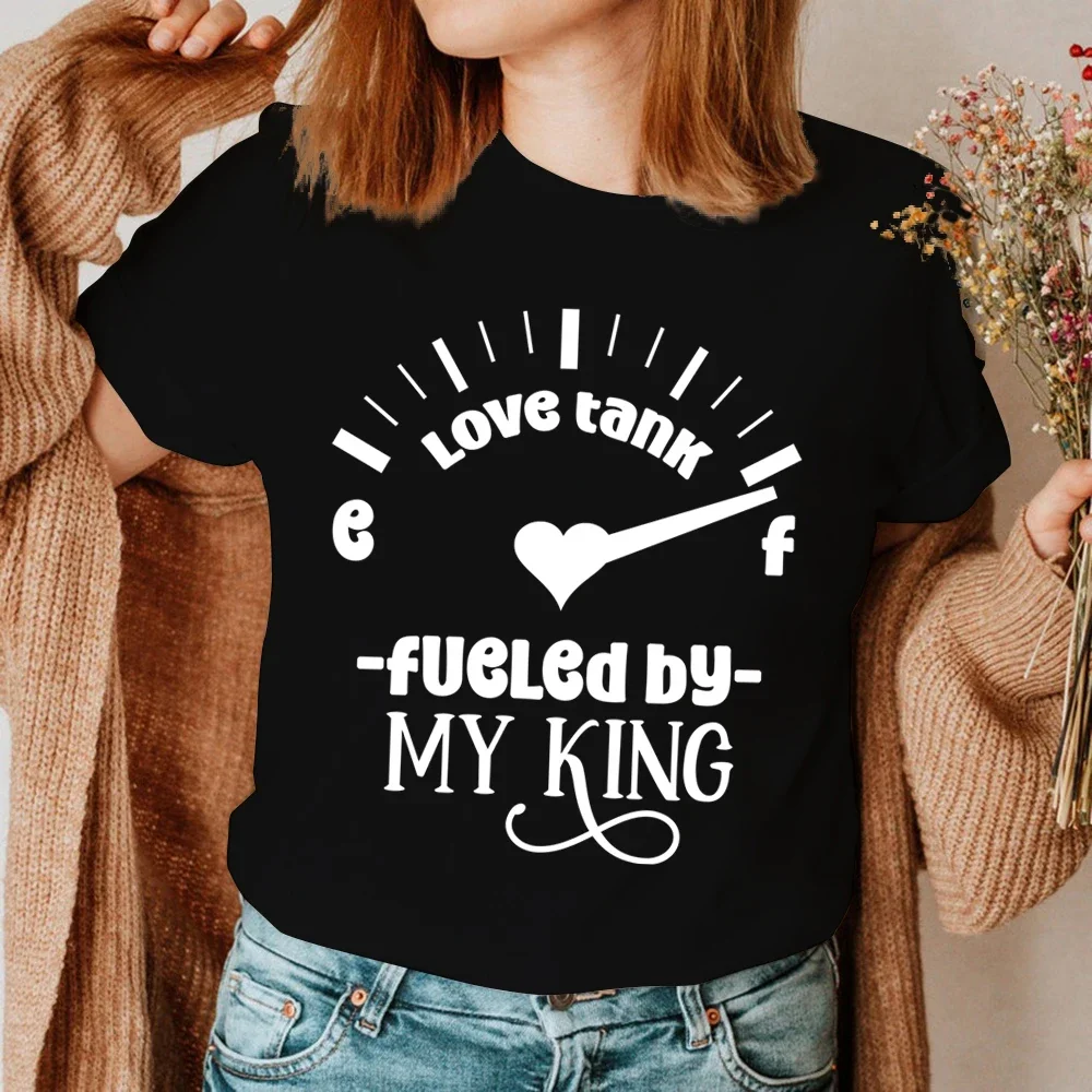 cc Tshirts Love Tank Fueled By My King or Queen Short Sleeves Unisex Style Fashion Honeymoon Y2k Fashion T-shirts