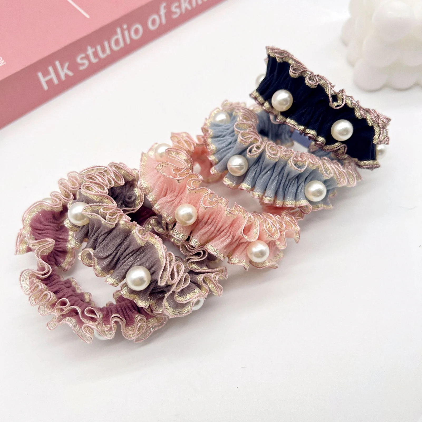 

Ponytail Holder Rubber Band Hair Tie With Pearl Durable Rubber Bands For Women Elastic Hair Scrunchies Set Gift Lady Hairband