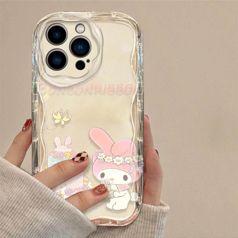 Fashion Cute Bonbonribbon Cover For Apple iPhone 15 14 13 12 11 Pro X XR XS Max Plus 8 7 Plus SE Wave Oil Phone Case