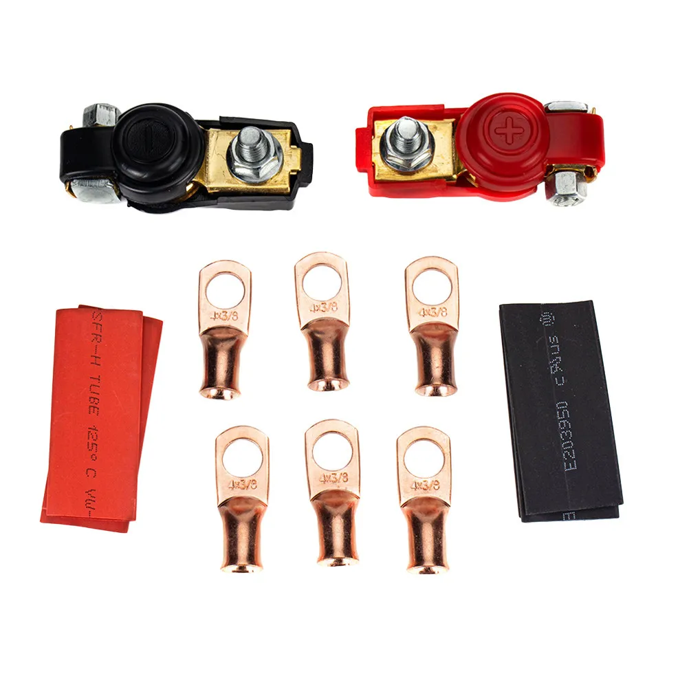 

Car Battery Terminal Kit Includes Red Black Covers Universal Quick Connect Positive Negative Clamp Multi Cable Clip Protector
