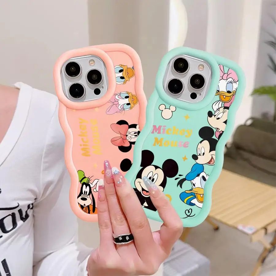 

Забавный мягкий чехол для телефона Disney с Микки и Минни для iPhone 11 X 14 12 13 XR 16 Pro Max 15 Plus