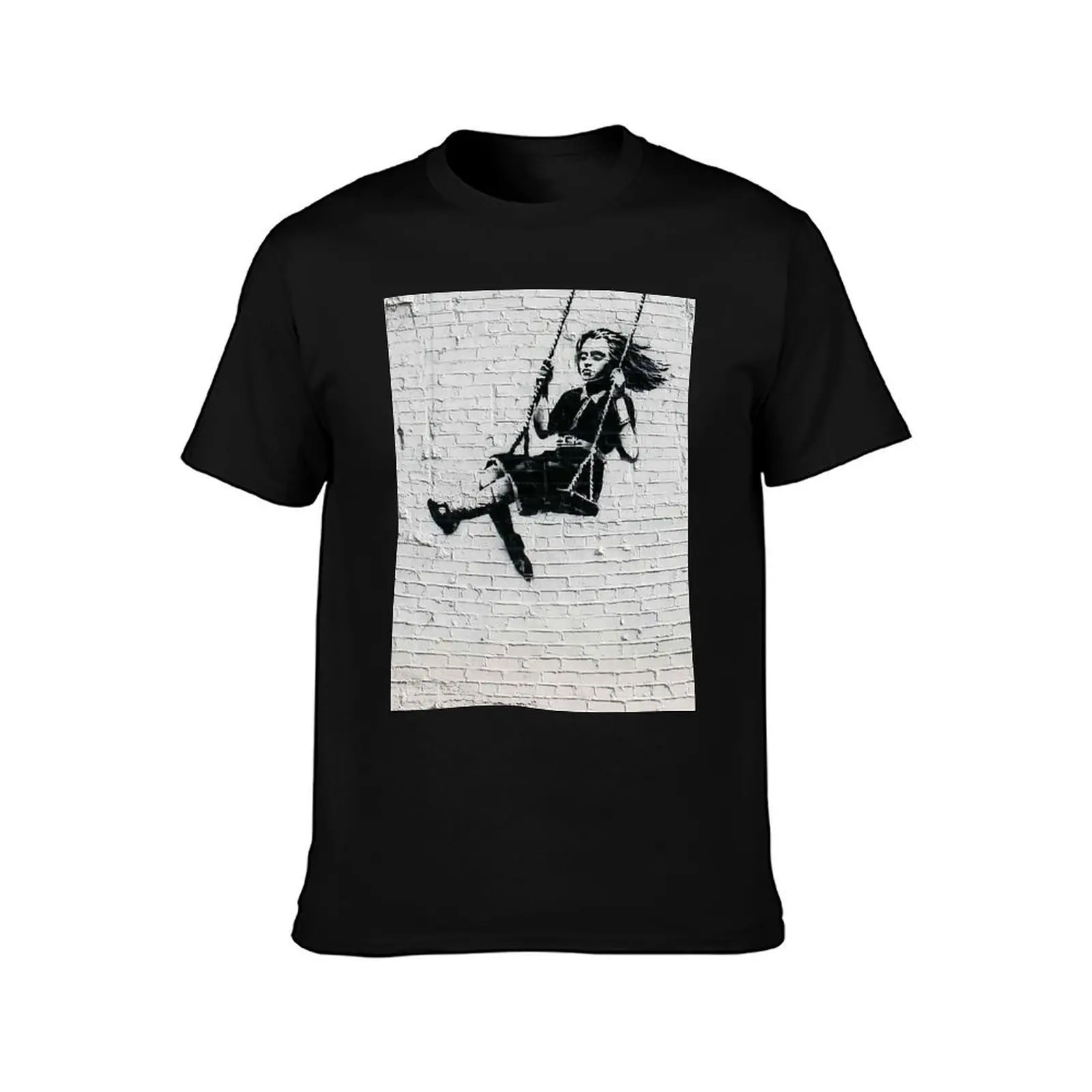 Banksy Girl on a Swing T-Shirt shirts graphic tee anime tshirt gifts for boyfriend Men's t-shirt