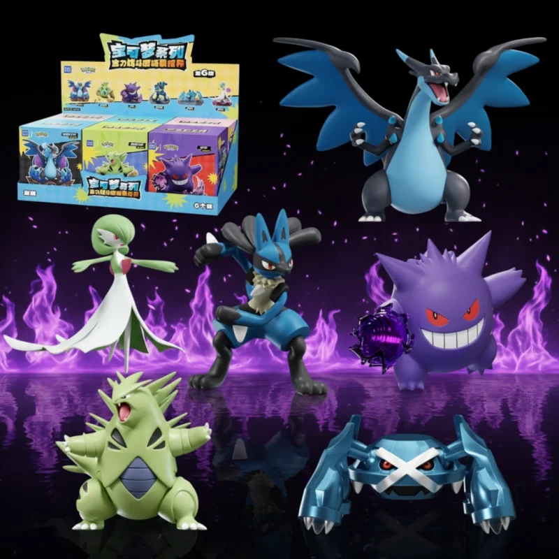 

HOLLYBOX Pokemon Battle Scene Figures Mega Charizard X Gengar Lucario Collectible Anime Action Statues Gift For Anime Game Fans