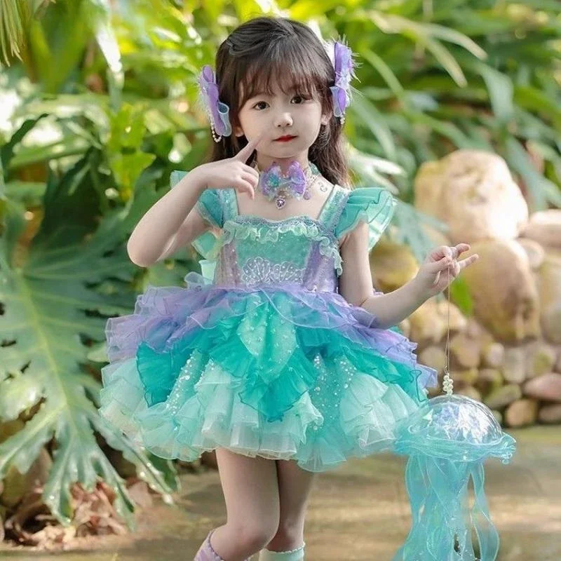 

2024 Tulle Princess Elegant Dresses for Girls Petal Sleeves Spain Lolita Dresses Party Child princess dresses for girls