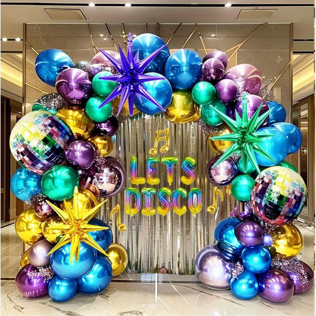 110pcs metal balloon garland Arch Kit - suitable for disco parties,birthdays, anniversaries, bachelorette parties all year round