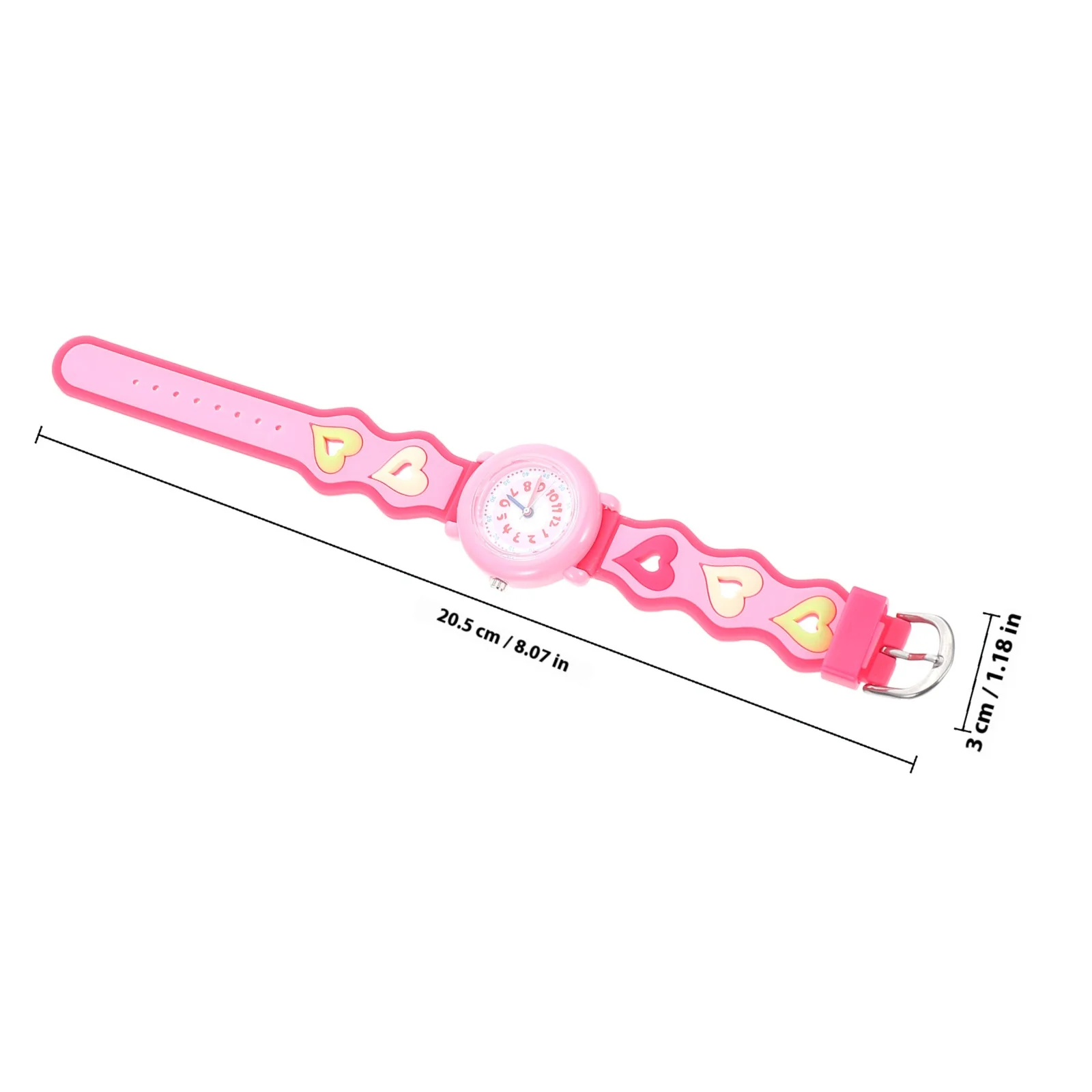 Silicone Watch Heart Pattern Lightweight Adjustable Cartoon Wristwatch Portable Birthday Gift Watch