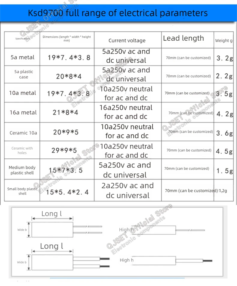 1 stücke Keramik Thermostat KSD9700 250 V 10A 40C 50C 60 ~ 150 Grad Schweißen Maschine Temperatur Schalter Überhitzung schutz Thermostat – Detail 8