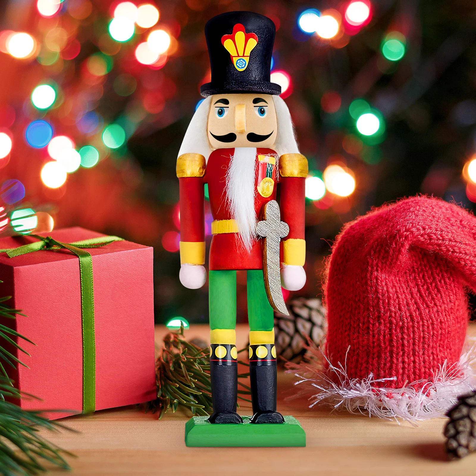 1Set Paintable Wooden Nutcracker Puppet Craft Set Christmas DIY Decoration Ornament for Home Festival Photography Prop