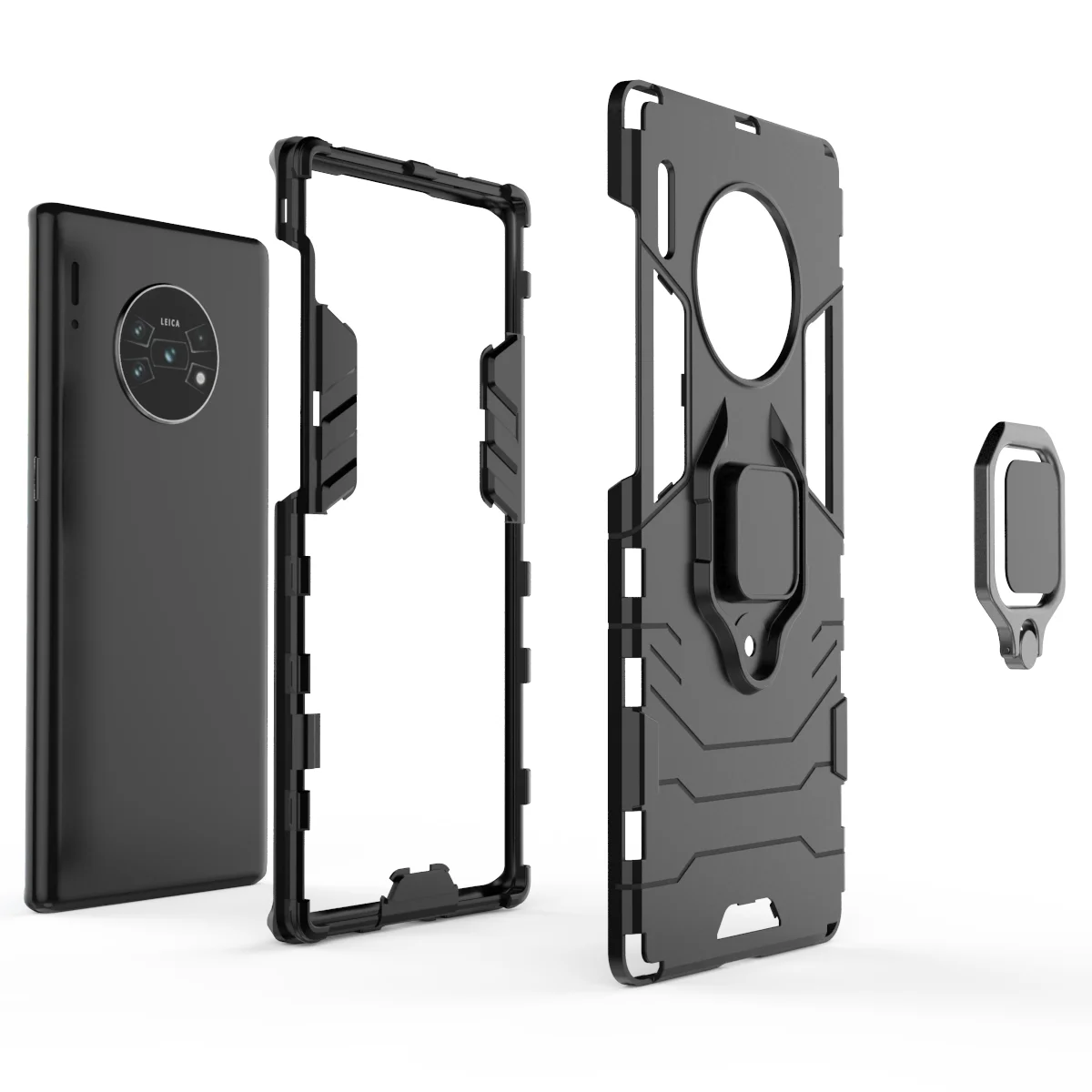 Armor Shockproof Case For Huawei Mate 60 50 50E 40 40E 30 20 20X 10 9 Pro Plus Lite Bumper Metal Ring Stand Back Cover