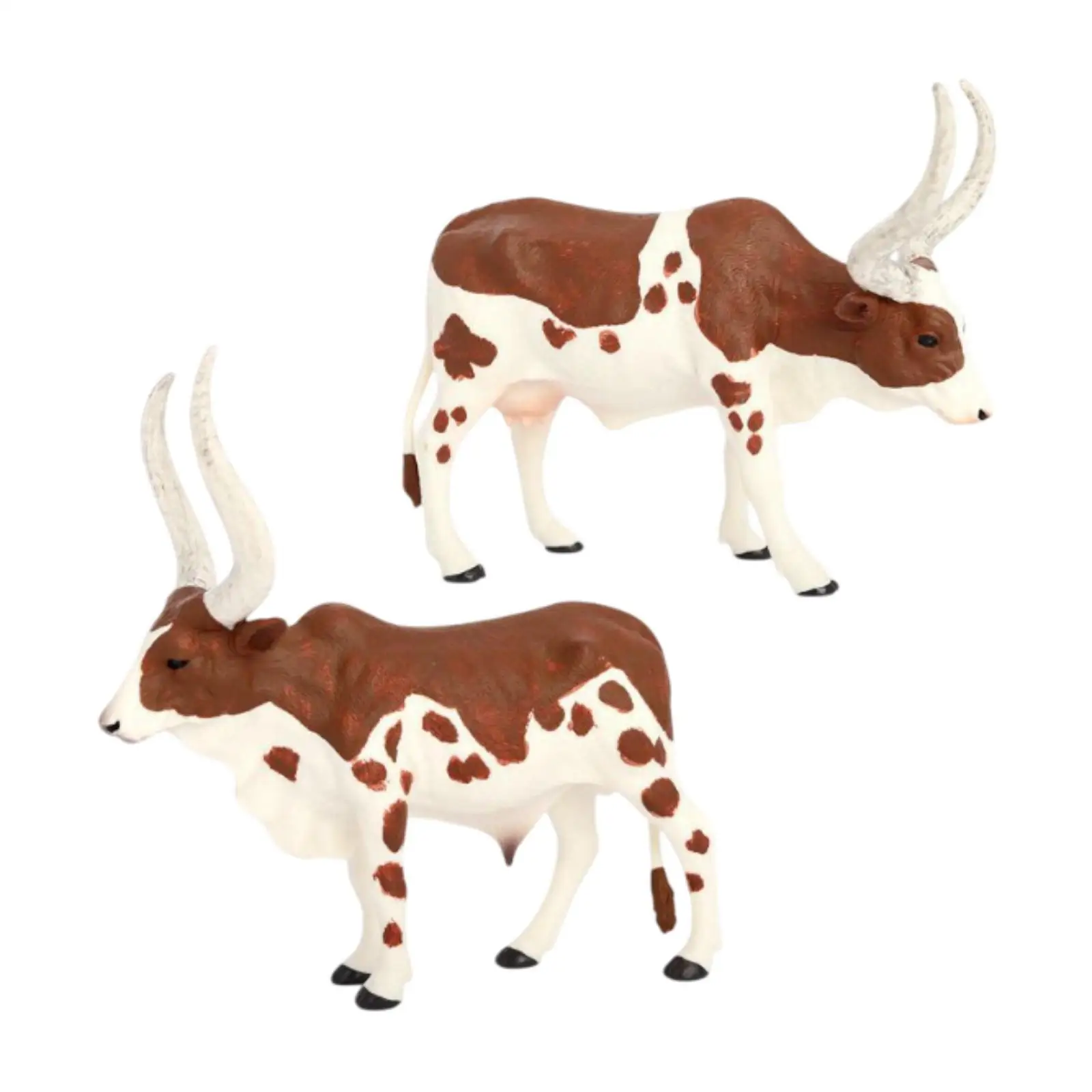 2x modelo animal educacional touro vaca figura pré-escolar estatuetas de animais pequenos