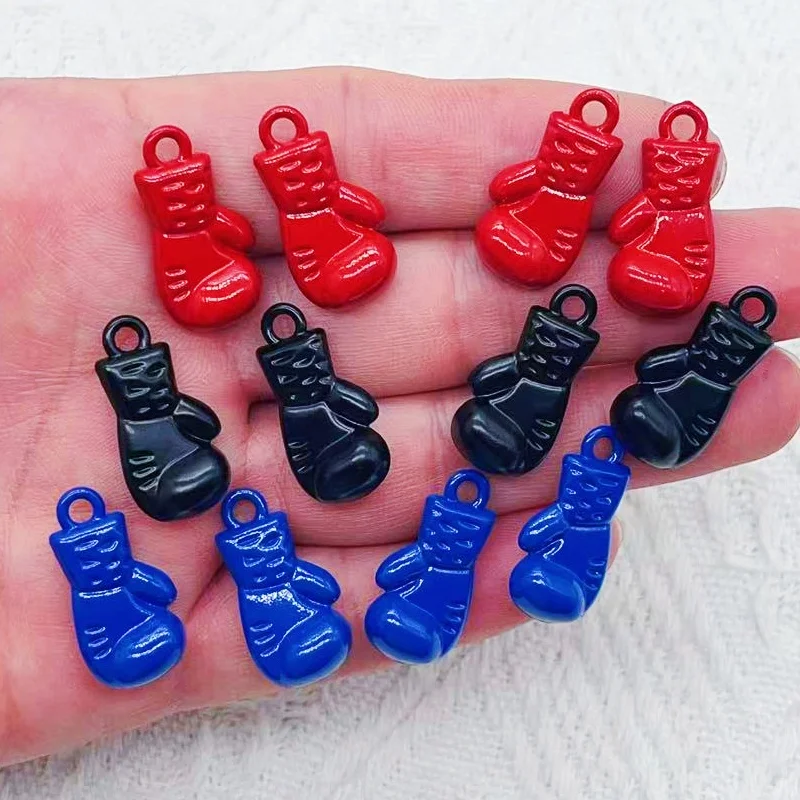 10 pieces of alloy boxing gloves fist talismans multi-color jewelry pendants necklaces DIY handmade accessories