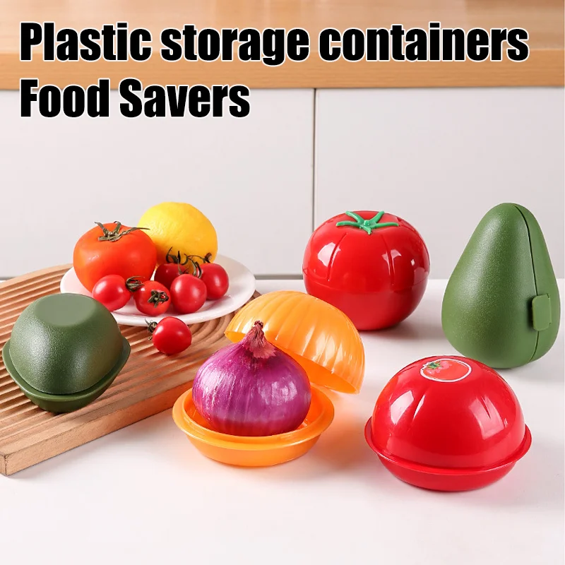 Durable Plastic Storage Containers Food Savers Lemon And Onion Shaped Multipurpose Freezer Safe Flip Top Hand Wash