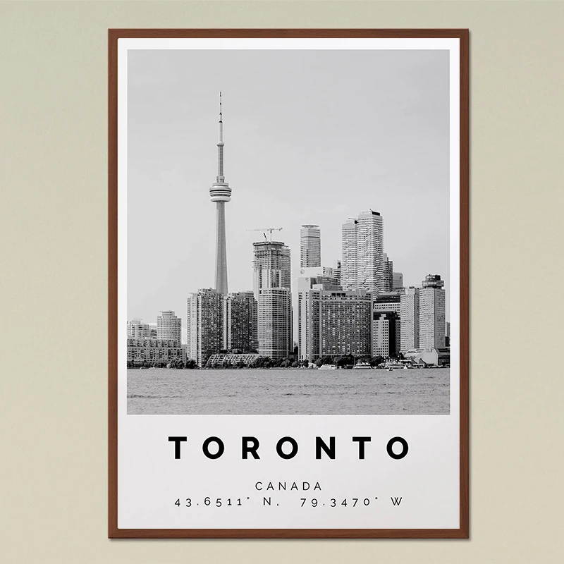 الصورة الحقيقية لمدن كندا السفر المشارك قماش الطباعة B & W كندا السفر جدار ديكور كيبيك ريجينا ادمونتون الجدار الديكور