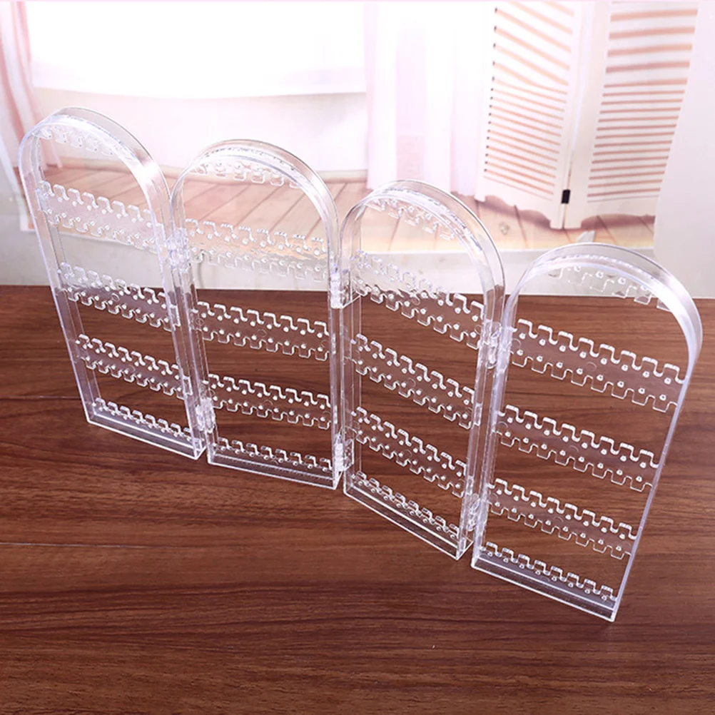 Jewelry Earring Holder Folding Plastic Stand Four Parts Transparent for Jewelry Storage Display Organizer Earring Rack