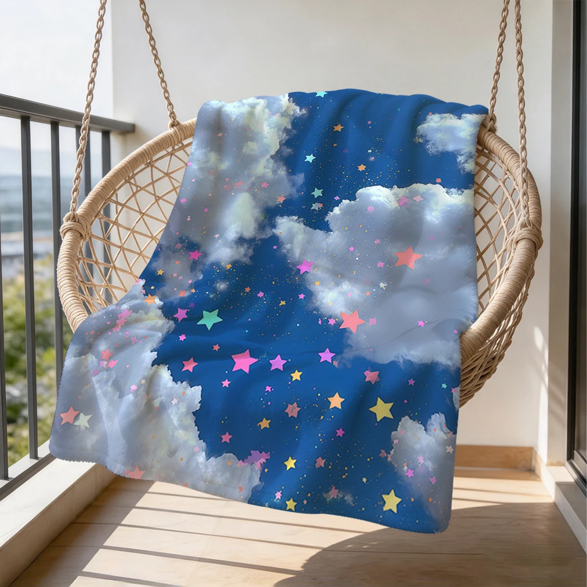 Sky Star Confetti Flannel Blanket Warm Soft Halloween Christmas Couch Warm Cozy Decorative Decor Gift for All Season