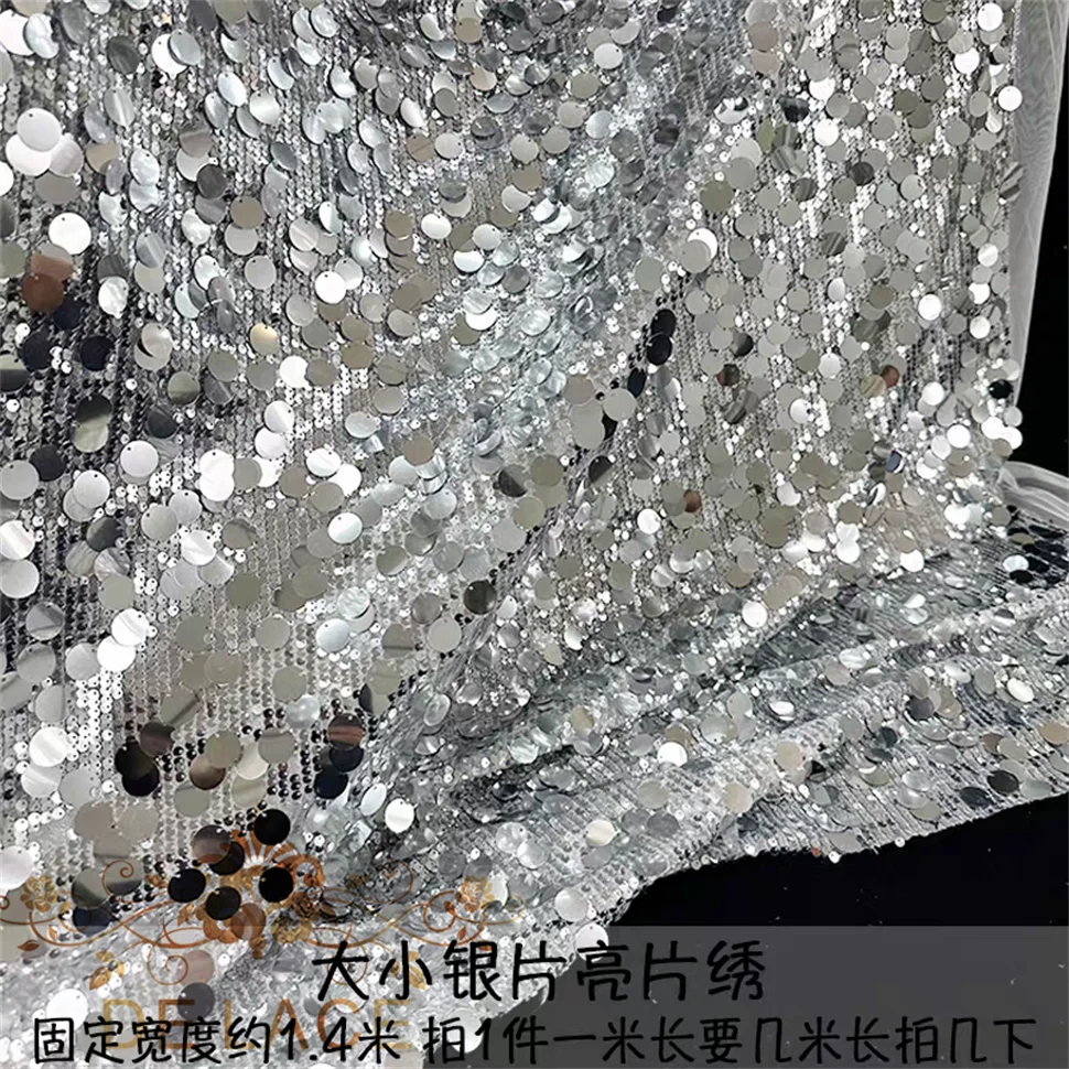 HYF Luxury Sequins Fabric Fish-scale Crystal Sheet Dress Wedding Sexy Fishtail Dress Fabric