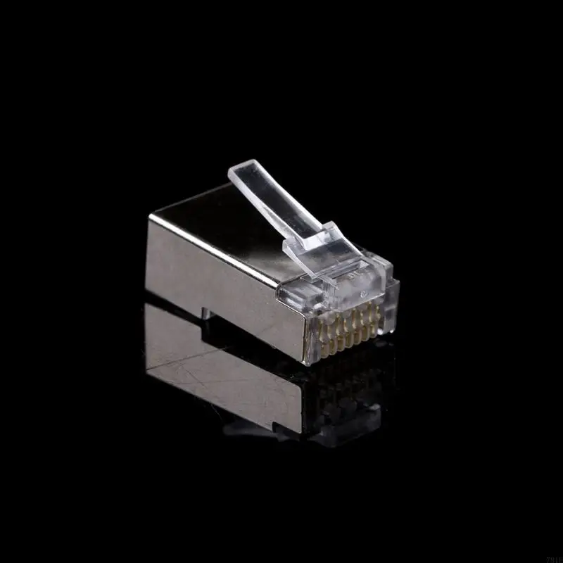 781E RJ45 CAT6 Shielded Connector End Pass Through Gold Plated Ethernet Modular Plug,10Pcs