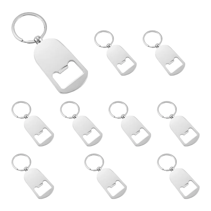 10 Pcs Sublimation Blank Keychain Metal Bottle Opener Blank Key Ring Heat Transfer Rectangular Sublimation Keychainn01r