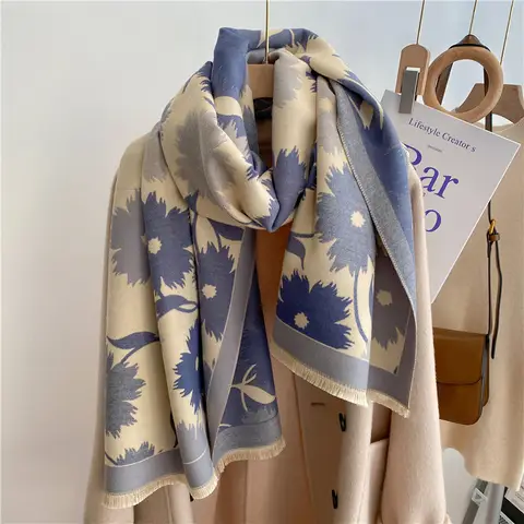 Air-conditioning Shawl for Women in Autumn and Winter Office Nap Knitted Blanket Imitation Cashmere Tassel Mid-length Warm Scarf