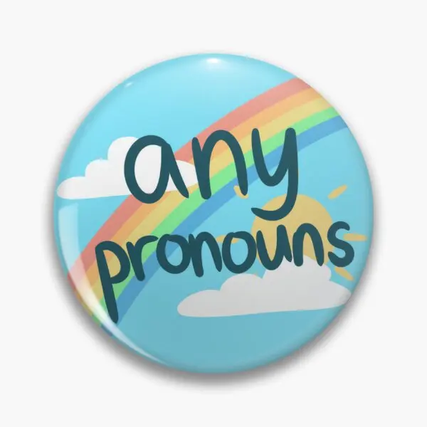 Any Pronouns Sky Pronoun Pin  Soft Button Pin Gift Funny Jewelry Creative Badge Women Decor Cute Fashion Clothes Lover Collar