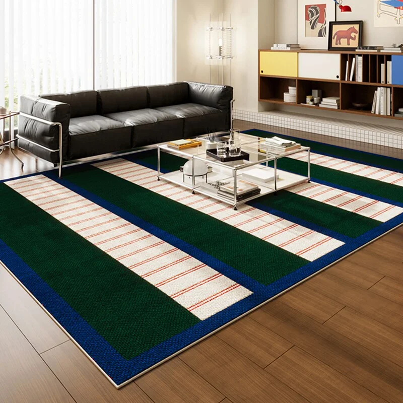 VIKAMA Retro Plaid Geometric Area Rug Soft Non Slip Washable Durable Floor Mat For Living Room Bedroom Office Home Decoration