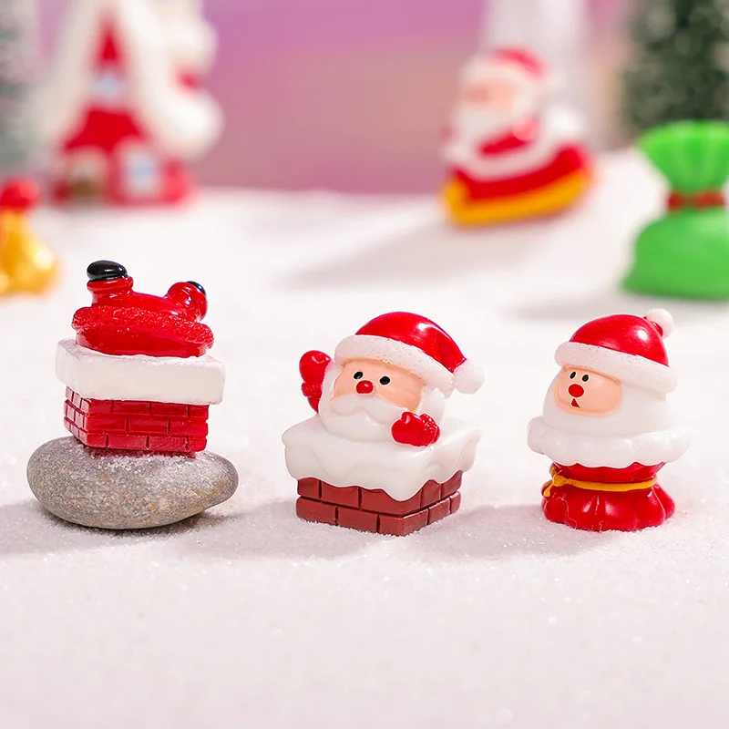 6 قطع صغيرة سانتا كلوز الحلي الحمراء زينة عيد الميلاد DIY بها بنفسك الجنية حديقة بوعاء النبات عطلة هدية #3