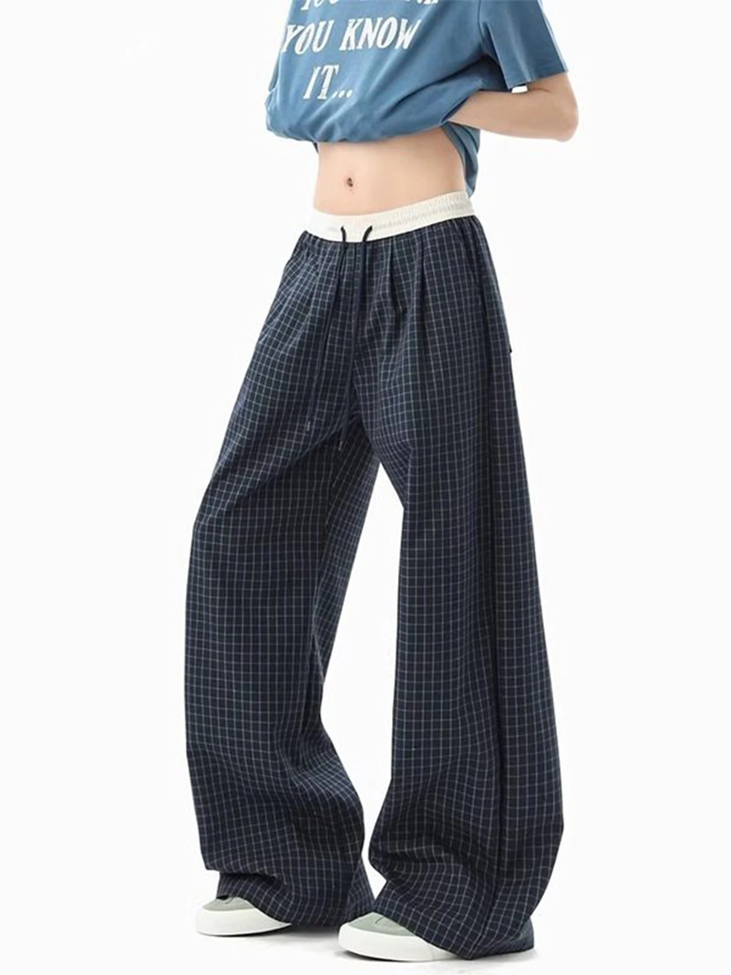 

Women's Plus Size Rhinestone Black Gothic Y2K Emo Pants High Waist Baggy Sports Casual Long Pants Vintage Harajuku Trousers 202