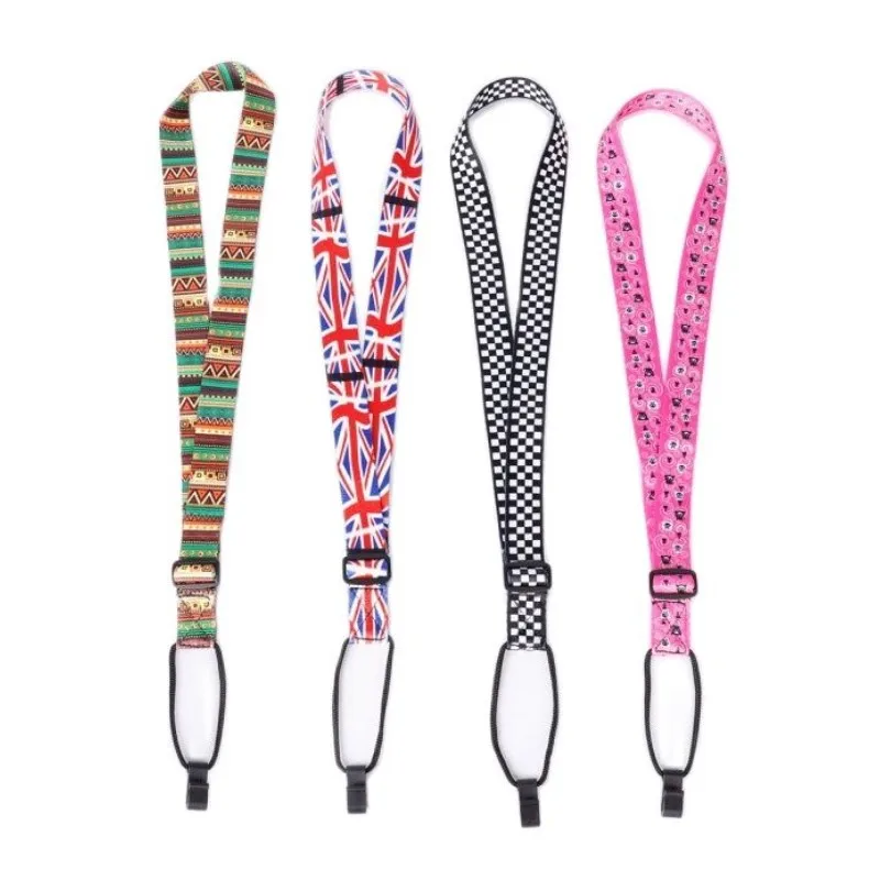 Adjustable Ukulele Strap Printing Ribbon Clip-on Hawaii Style 4 String Guitar Belt Sling Instrument Guitar Accessories