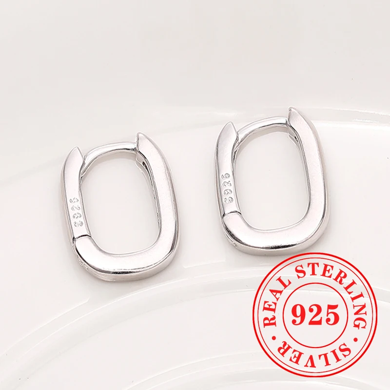 Huitan 925 Sterling Silver Hoop Earrings for Women Simple Stylish Daily Wearable Ear Accessories Minimalist Office Party Jewelry