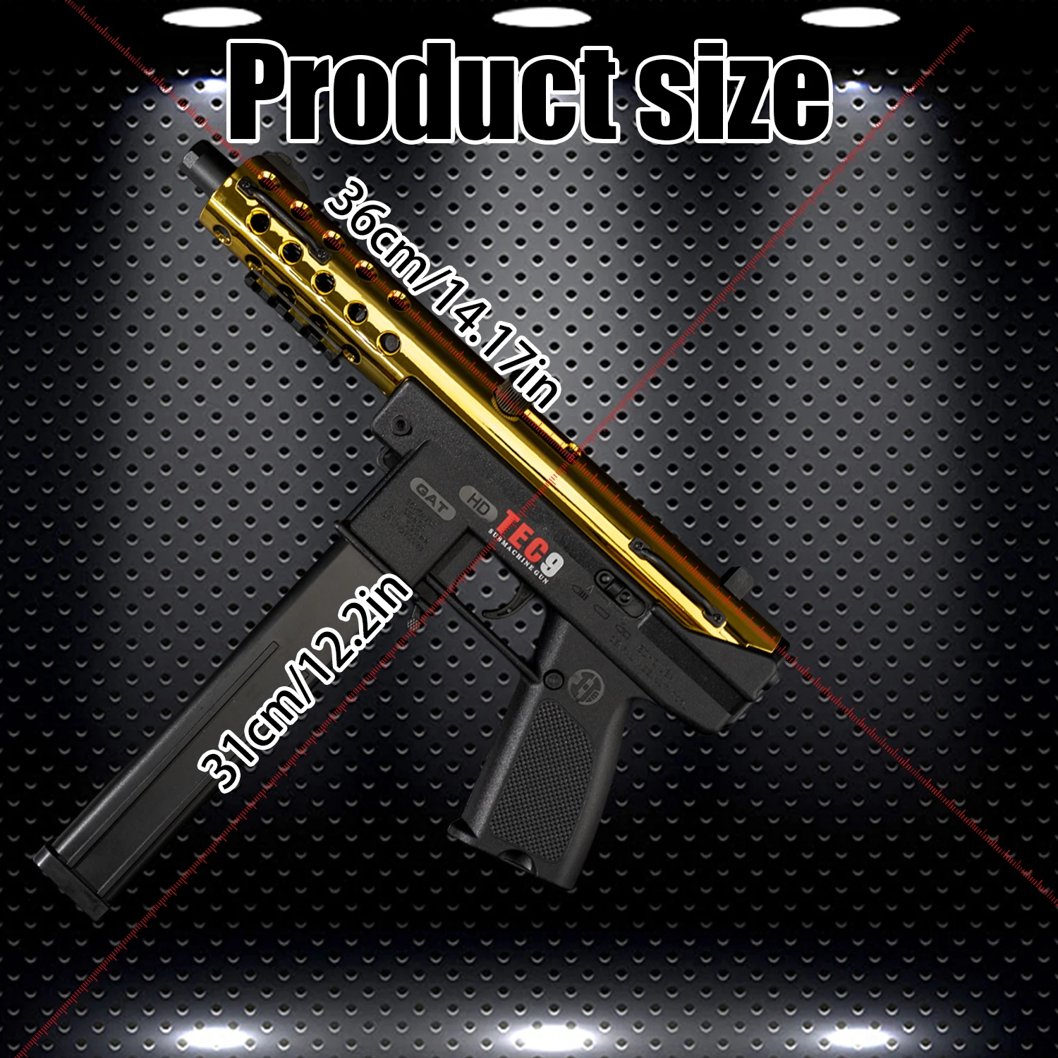 High-performance TEC-9 Gel Ball Toy Gun Orbeez Launcher, Modular Battery, Electric Pre-loading Magazine, No Bullets