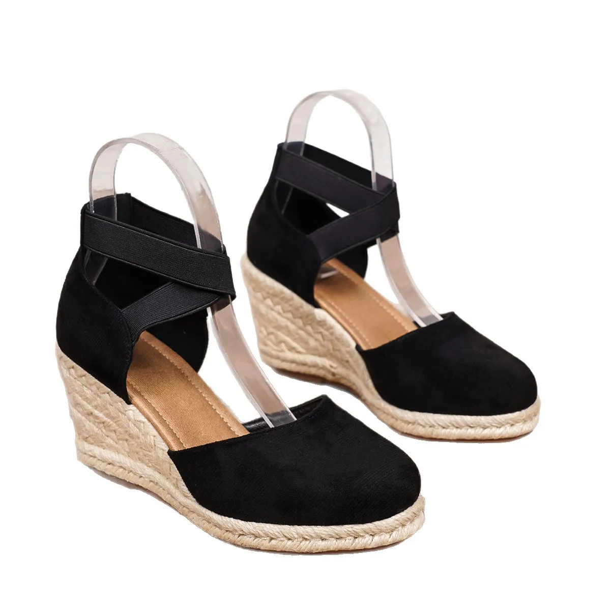 Sandals Elastic Band Clogs With Heel Flip Flops Platform Beach Shoes Breathable 2025 Women\'s Shallow Mouth Large Size Suit Femal