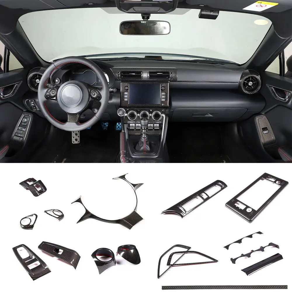 16Pcs/Set ABS Carbon Fiber Interior Trim Cover Central Control Frame For Subaru BRZ 2022-2024 Car Interior Accessories