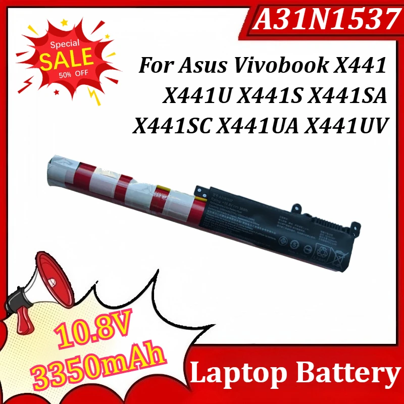 10.8V 3350mAh A31N1537 for Asus Vivobook X441 X441U X441S X441SA X441SC X441UA X441UV F441U A441U A441UV R541UA A441N Battery