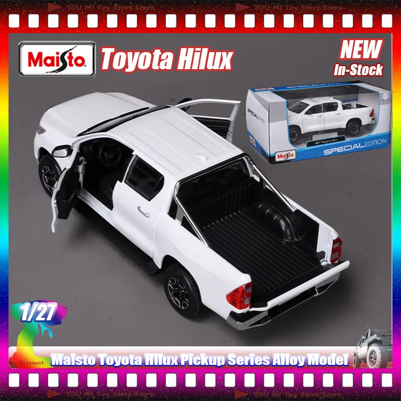 

В наличии Maisto 1:34, масштаб Toyota Hilux Pickup, литая под давлением модель автомобиля из сплава, миниатюрная игрушка на заказ для мальчика, коллекционный подарок