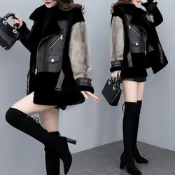 2024 New Turn-down Collar Winter Jacket Women Faux Fur Coat Elegant Thick Warm Outerwear Street Wear Fake  Fashion T76