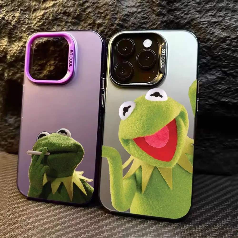 

Funny kermit the frog Phone Case For iPhone 17 16 15 14 13 12 11 Pro Max Plus Silver candy Matte Cover