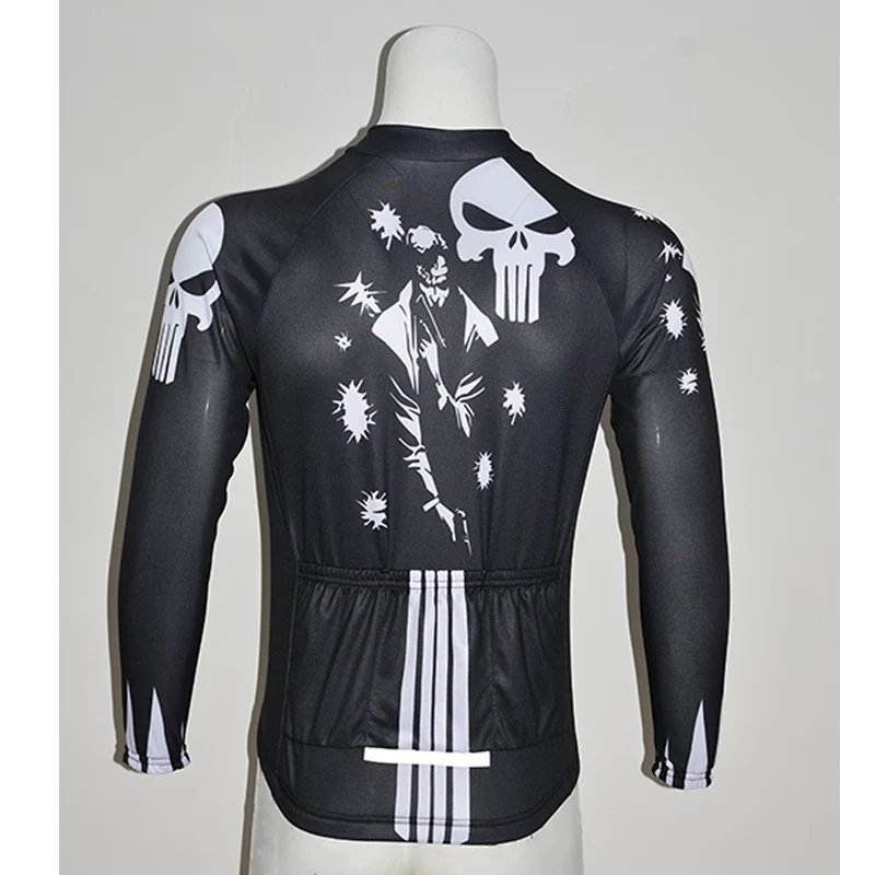 Combinaison d\'équipe à manches longues Skull pour hommes, maillot de vélo de montagne respirant, course de cyclisme, rouge, noir, été, 2022