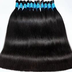 Cabello humano liso 100% Real, extensión de tejido a granel para trenzado sin procesar, sin trama, 16 y 30 pulgadas, cabello brasileño negro, 613 Rubio