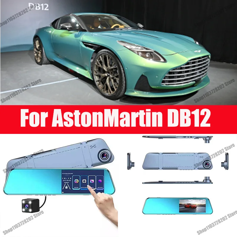 

For AstonMartin DB12 Carplay Android Auto GPS Dash Cam AUX FM Radio Dashcam Car Camera Stream RearView Mirror Drive Recorder