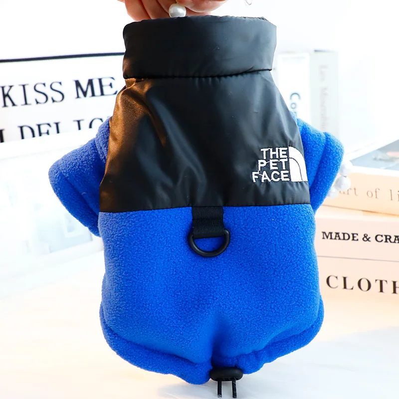 Stylish Patchwork Dog & Cat Winter Jacket - Thick Warm Cotton Coat with Leash Opening for Small Breeds Like Teddy Puppies