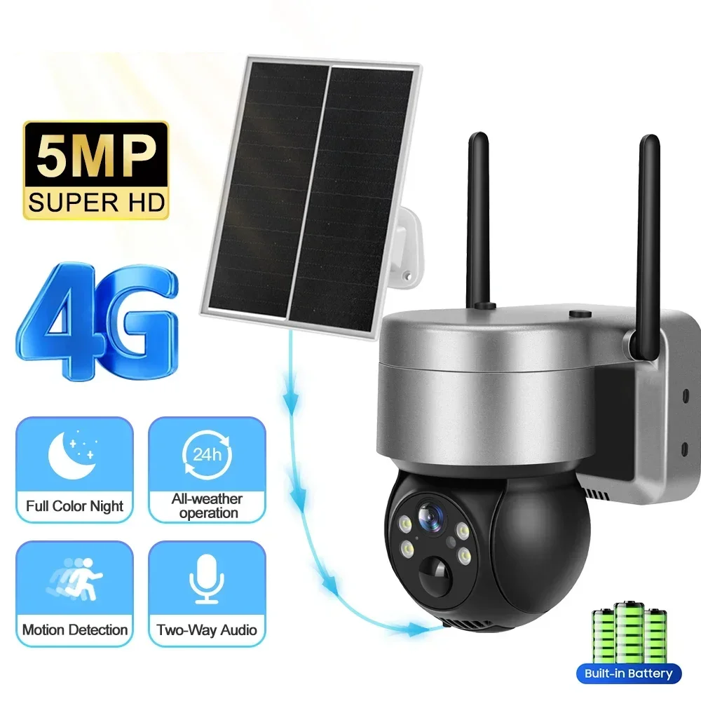 PEGATAH 5MP كاميرا تعمل بالطاقة الشمسية بعدسة مزدوجة 4G في الهواء الطلق IP كامارا CCTV الأمن المدمج في بطارية PIR كام مع لوحة طاقة شمسية Camhi Pro APP