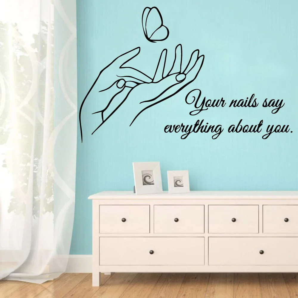 Beauty Nail Salon Quotes Sentences Removable Waterproof Wall Stickers For Commercial District Indoor Decoration Accessories