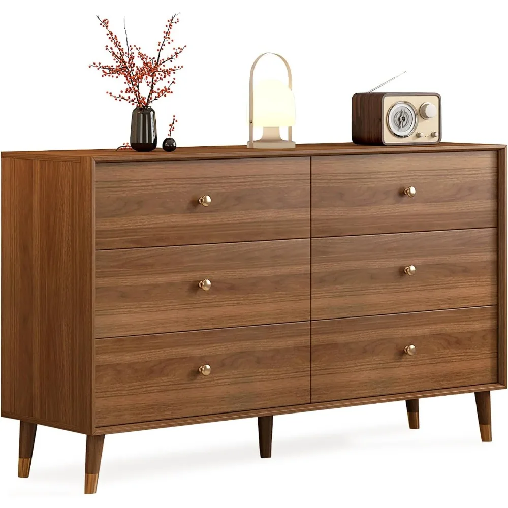 6 Drawer Dresser for Bedroom Furniture.Wood Dressers & chests of Drawers.Beveled Edge Design, Hand-Polished