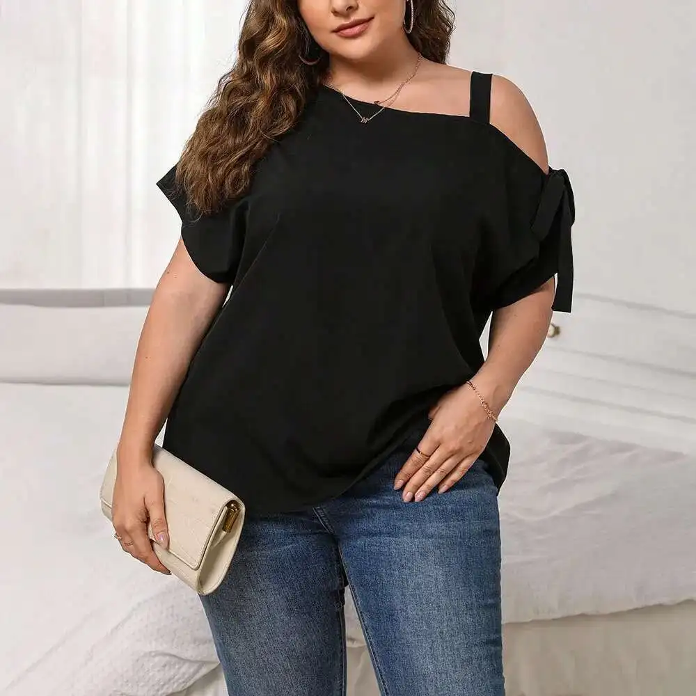 

2025 New Short Sleeve T-shirt Summer New Off Shoulder Design Top Women's Wear 2025 Party Summer Elegantes Casual Y2k