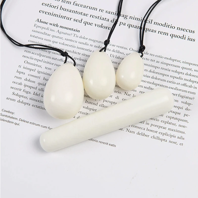 الأبيض اليشم حفر البيض مجموعة يوني البيض تدليك الكرة الكريستال الطبيعي شفاء ممارسة البيض ل كيجل ممارسة قطار عضلات الحوض #4