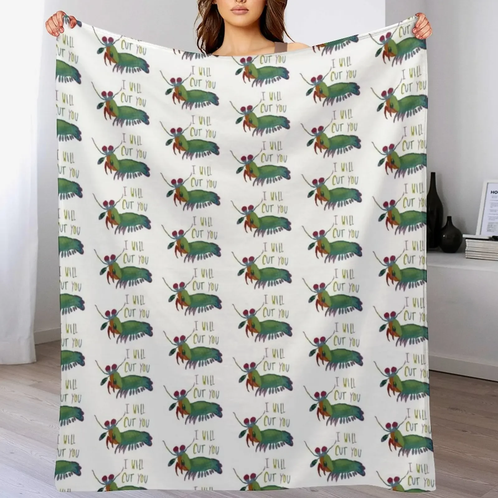 

Mantis Shrimp Threat Throw Blanket Fade Resistant Durable Throw Blanket