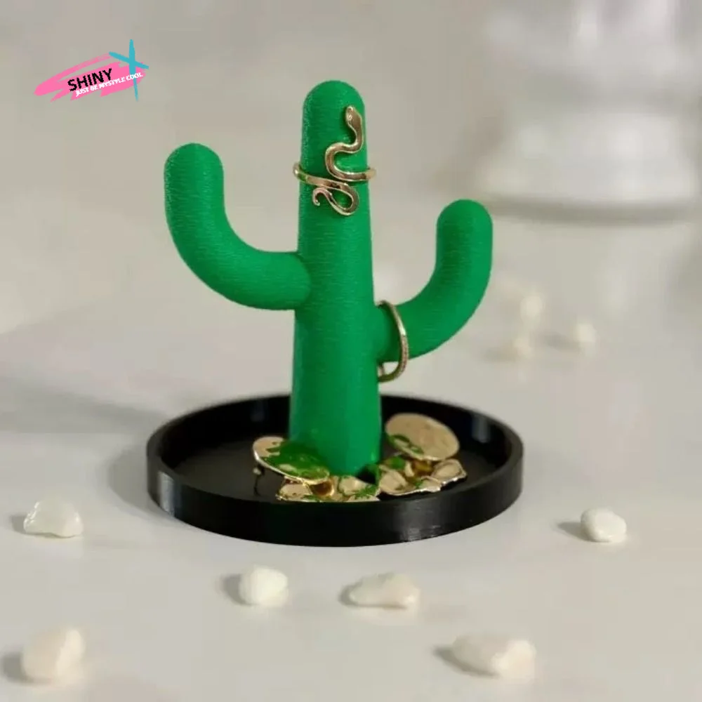 

Милый креативный держатель для колец в виде кактуса, забавный декоративный поднос для хранения украшений, экономит место, однотонный мини-поднос для ключей, украшение для дома