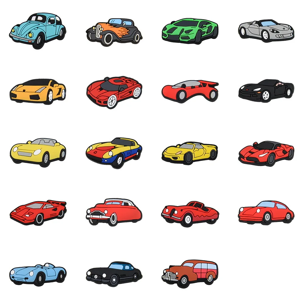 Mini Cars PVC Shoe Charms Silicone Off-Road Vehicle Jeans Shoes Pins For Sandals Decorations Ornaments Kids Gift Wholesale