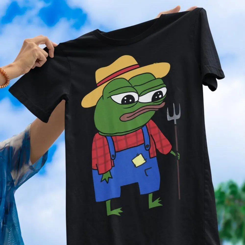 Apu Apustaja Farmer Strawhat Pepe The Frog Fren Meme Funny Internet Culture Humor Urban Graphic Tee Unisex Summer Cotton T-shirt